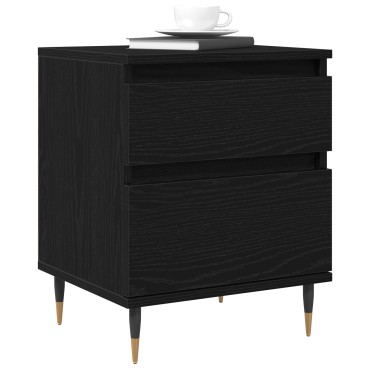 vidaXL Κομοδίνο Μαύρο Δρυς 40x35x50cm Επεξεργασμένο ξύλο 1 τεμ.