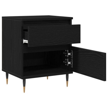vidaXL Κομοδίνο Μαύρο Δρυς 40x35x50cm Επεξεργασμένο ξύλο 1 τεμ.