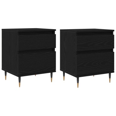 vidaXL Κομοδίνα 2 τεμ. Μαύρη Δρυς 40x35x50cm Επεξεργασμένο Ξύλο