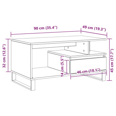 vidaXL Τραπέζι Σαλονιού Μαύρο Καπλαμά 90x49x45cm Επεξεργασμένου Ξύλου 1 τεμ.
