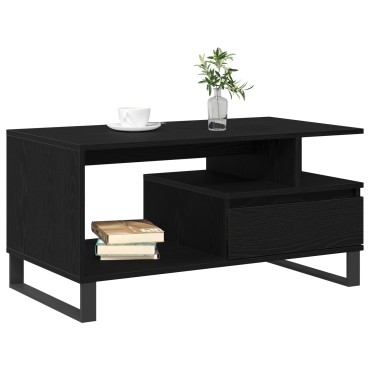 vidaXL Τραπέζι Σαλονιού Μαύρο Καπλαμά 90x49x45cm Επεξεργασμένου Ξύλου 1 τεμ.