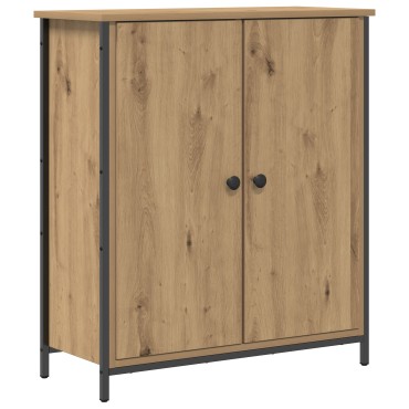 vidaXL Μπουφές Μασίφ Ξύλο Δρυός 70x30x80cm Μοριοσανίδα και Μέταλλο 1 τεμ.