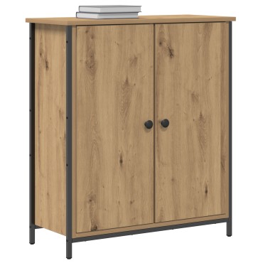 vidaXL Μπουφές Μασίφ Ξύλο Δρυός 70x30x80cm Μοριοσανίδα και Μέταλλο 1 τεμ.