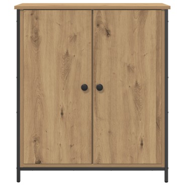 vidaXL Μπουφές Μασίφ Ξύλο Δρυός 70x30x80cm Μοριοσανίδα και Μέταλλο 1 τεμ.