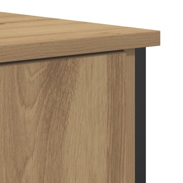 vidaXL Μπουφές Μασίφ Ξύλο Δρυός 70x30x80cm Μοριοσανίδα και Μέταλλο 1 τεμ.