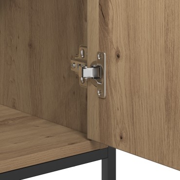 vidaXL Μπουφές Μασίφ Ξύλο Δρυός 70x30x80cm Μοριοσανίδα και Μέταλλο 1 τεμ.