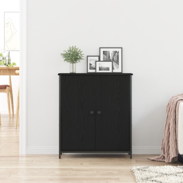 vidaXL Μπουφές Μαύρη Καρυδιά 70x30x80cm Επεξεργασμένο Ξύλο και Χάλυβας 1 τεμ.