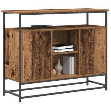 vidaXL Μπουφές Παλιού Ξύλου 100x35x80cm Κατασκευασμένο από MDF και Ψηλό Μέταλλο 1 τεμ.