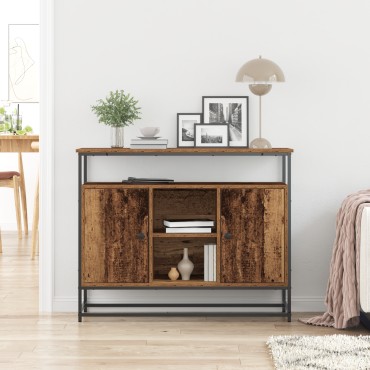 vidaXL Μπουφές Παλιού Ξύλου 100x35x80cm Κατασκευασμένο από MDF και Ψηλό Μέταλλο 1 τεμ.