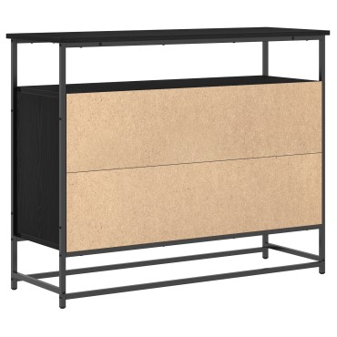 vidaXL Μπουφές Μαύρο Δρυς 100x35x80cm Επεξεργασμένο Ξύλο και Ατσάλι 1 τεμ.