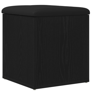 vidaXL Παγκάκι Αποθήκευσης Μαύρος Δρυός 42x42x45cm Μασίφ Ξύλο 1 τεμ.