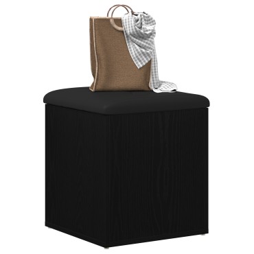 vidaXL Παγκάκι Αποθήκευσης Μαύρος Δρυός 42x42x45cm Μασίφ Ξύλο 1 τεμ.