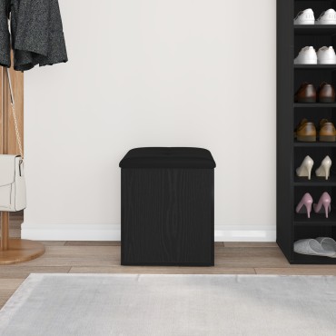 vidaXL Παγκάκι Αποθήκευσης Μαύρος Δρυός 42x42x45cm Μασίφ Ξύλο 1 τεμ.