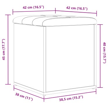 vidaXL Παγκάκι Αποθήκευσης Μαύρος Δρυός 42x42x45cm Μασίφ Ξύλο 1 τεμ.