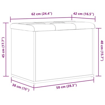 vidaXL Παγκάκι με αποθήκευση Μαύρη δρυς 62x42x45cm 1 τεμ.