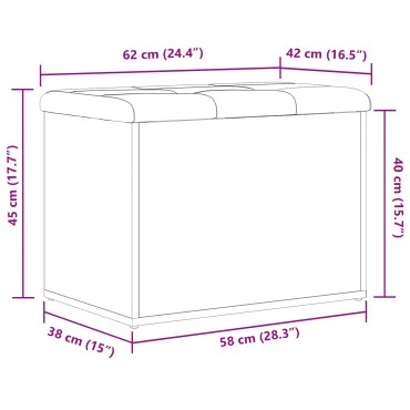 vidaXL Παγκάκι αποθήκευσης Μαύρο Δρυς 60x40x45cm Επεξεργασμένο Ξύλο 1 τεμ.