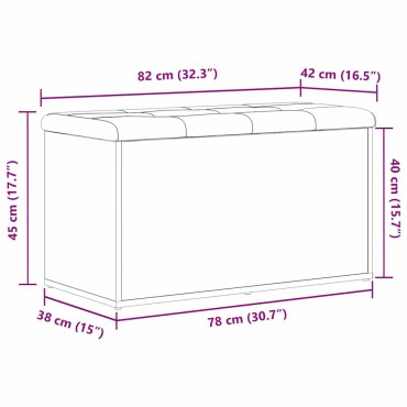 vidaXL Παγκάκι με αποθήκευση Μαύρη Οξυά 82x42x45cm 1 τεμ.