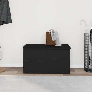 vidaXL Παγκάκι Αποθήκευσης Μαύρο Δρυς 80x40x45cm Μηχανικά Κατασκευασμένο Ξύλο 1 τεμ.
