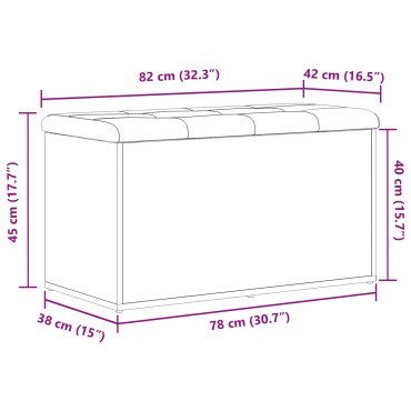 vidaXL Παγκάκι Αποθήκευσης Μαύρο Δρυς 80x40x45cm Μηχανικά Κατασκευασμένο Ξύλο 1 τεμ.