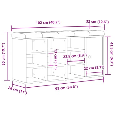 vidaXL Παγκάκι Αποθήκευσης Μαύρο Δρυς 100x30x48cm Κατασκευασμένο ξύλο 1 τεμ.