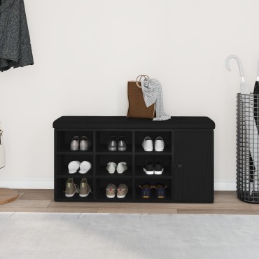 vidaXL Παγκάκι Αποθήκευσης Μαύρο Δρυς 100x30x48cm Κατασκευασμένο ξύλο 1 τεμ.