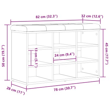 vidaXL Παγκάκι Αποθήκευσης Μαύρη Κέδρος 80x30x48cm Συνθετικό Ξύλο 1 τεμ.