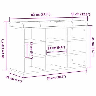 vidaXL Πάγκος για παπούτσια Μαύρο 82x32x50cm Επεξεργασμένο ξύλο 1 τεμ.