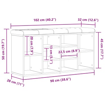 vidaXL Παγκάκι Αποθήκευσης Μαύρο Δρυς 100x30x48cm Επεξεργασμένο Ξύλο 1 τεμ.