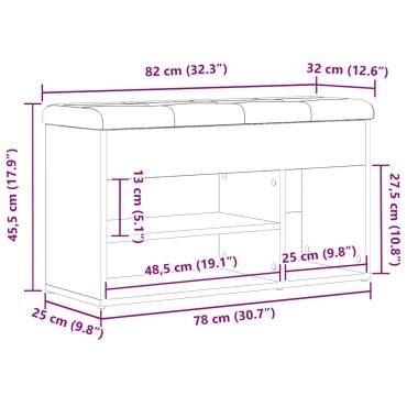 vidaXL Πάγκος για παπούτσια Μαύρο 80x30x45cm Επεξεργασμένο Ξύλο 1 τεμ.