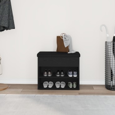 vidaXL Παγκάκι Αποθήκευσης Μαύρο Δρυς 60x30x48cm Επεξεργασμένο Ξύλο 1 τεμ.