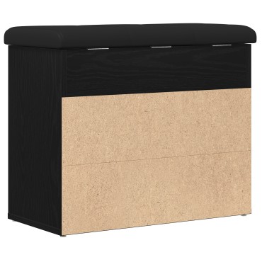 vidaXL Παγκάκι Αποθήκευσης Μαύρο Δρυς 60x30x48cm Επεξεργασμένο Ξύλο 1 τεμ.