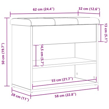 vidaXL Παγκάκι Αποθήκευσης Μαύρο Δρυς 60x30x48cm Επεξεργασμένο Ξύλο 1 τεμ.