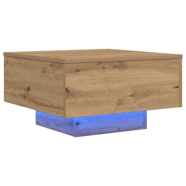 vidaXL Τραπέζι Καφέ με LED Φώτα Artisan Oak 55x55x31 εκ 1 τεμ.