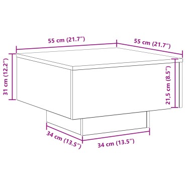 vidaXL Τραπέζι Καφέ με LED Φώτα Artisan Oak 55x55x31 εκ 1 τεμ.