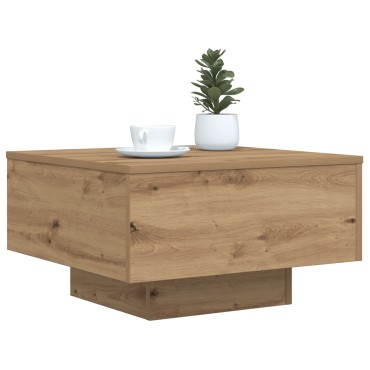 vidaXL Τραπέζι Καφέ με LED Φώτα Artisan Oak 55x55x31 εκ 1 τεμ.
