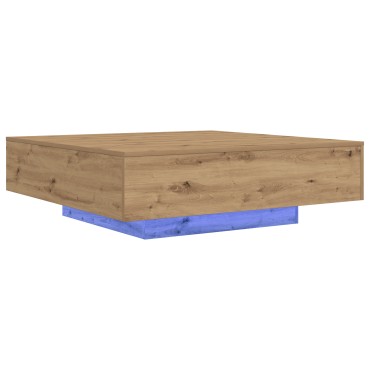 vidaXL Τραπέζι καφέ με LED φώτα από καρυδιά 100x100x31cm 1 τεμ.