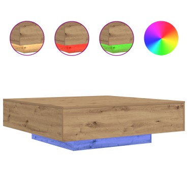 vidaXL Τραπέζι καφέ με LED φώτα από καρυδιά 100x100x31cm 1 τεμ.