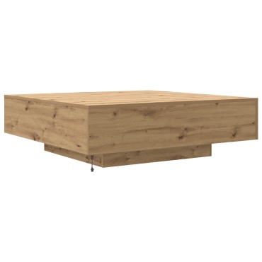 vidaXL Τραπέζι καφέ με LED φώτα από καρυδιά 100x100x31cm 1 τεμ.