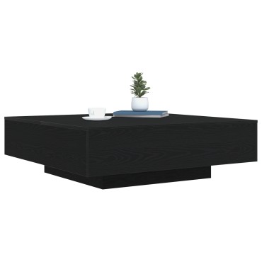 vidaXL Τραπέζι καφέ με LED φώτα Μαύρη Δρυς 100x100x31cm 1 τεμ.