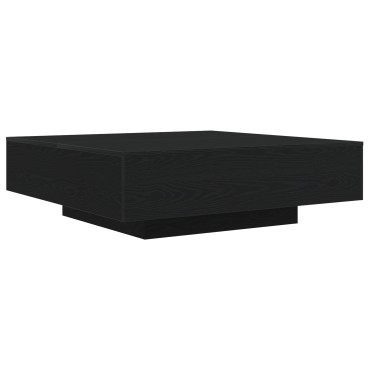 vidaXL Τραπέζι καφέ με LED φώτα Μαύρη Δρυς 100x100x31cm 1 τεμ.