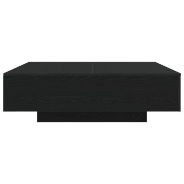 vidaXL Τραπέζι καφέ με LED φώτα Μαύρη Δρυς 100x100x31cm 1 τεμ.