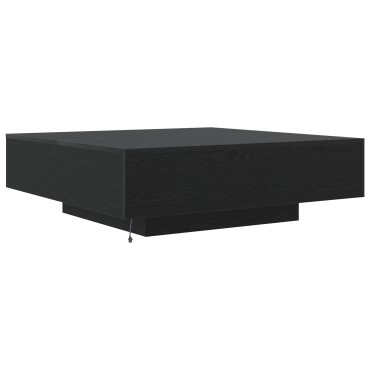 vidaXL Τραπέζι καφέ με LED φώτα Μαύρη Δρυς 100x100x31cm 1 τεμ.