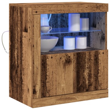 vidaXL Μπουφές με LED Φώτα Παλιό Ξύλο 60,5x37x67cm 1 τεμ.