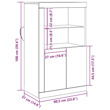 vidaXL Σαλονάκι με LED Φώτα Παλιό Ξύλο 60,5x37x100 εκ
