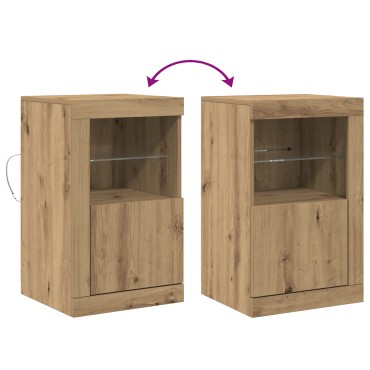 vidaXL Τραπέζι με LED φώτα Artisan Oak 41x37x67cm