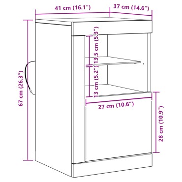 vidaXL Τραπέζι με LED φώτα Artisan Oak 41x37x67cm