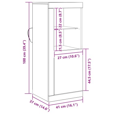vidaXL Μπουφέ με LED Φωτισμό Παλιού Ξύλου 41x37x100 εκ 1 τεμ.