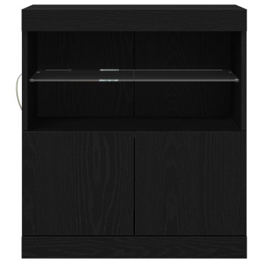 vidaXL Μπουφές με LED Φώτα Μαύρο Δρυς 60x37x67cm 1 τεμ.