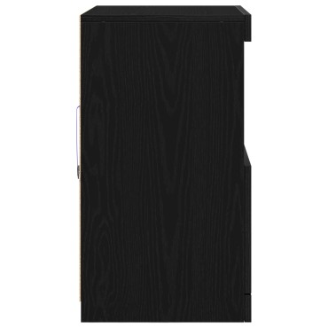 vidaXL Μπουφές με LED Φώτα Μαύρο Δρυς 60x37x67cm 1 τεμ.
