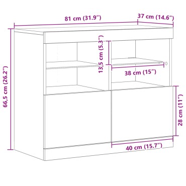 vidaXL Μπουφές με LED φώτα Μασίφ Δρυός 81x37x67cm 1 τεμ.